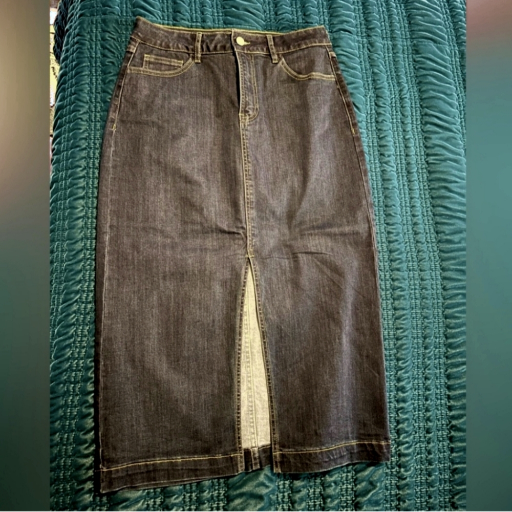 Midi length jean skirt